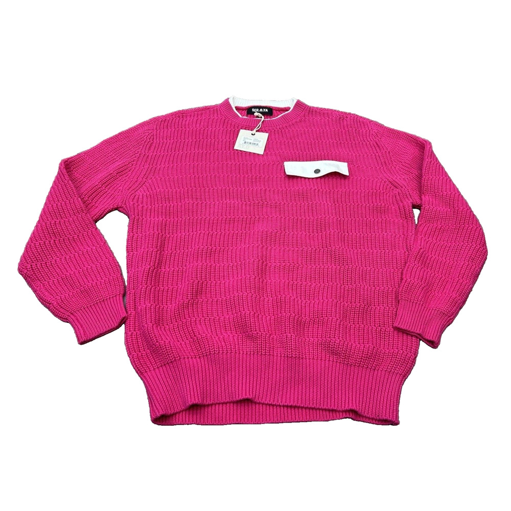 SER.O.YA Womens Large Valentina Fuchsia Purple Long Sleeve Sweater Thick NWT